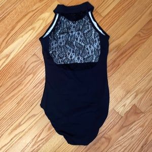 Black Lace on Back Leotard. Women size Large